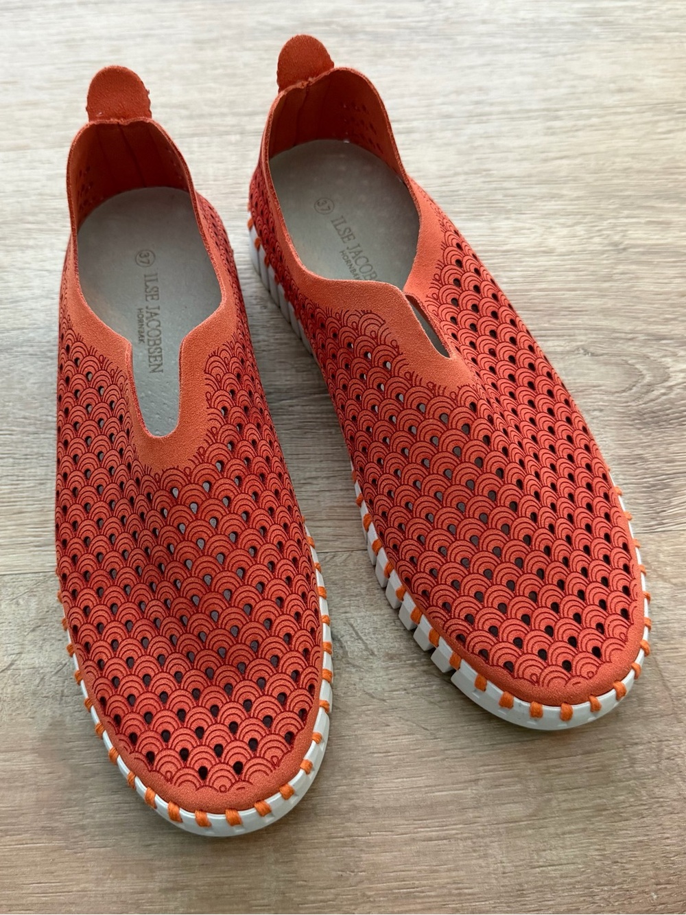 Ilse Jacobsen Camelia Woven Slip-On - Coral Orange